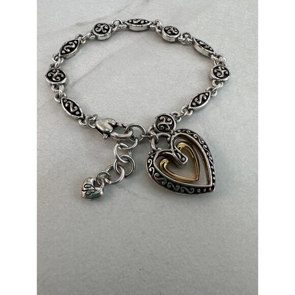 Brighton Ellington Heart silver gold bracelet Preowned - Picture 2 of 3